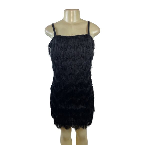 Milly Women's Black Fringe Sleeveless Mini Dress Sz 6 - New - Picture 1 of 9